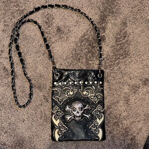 Black and Silver Skull Crossbody Bag